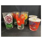 (4) Peanut Butter Glasses with Sour Cream Jars