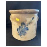 Blue Slip Decorated Straight Sided Storage Crock