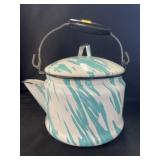 Aqua Blue Agate Swirl Tea Kettle