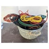 Galvanized Tub w/ Cords, Cables, etc.