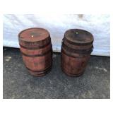 (2) Wooden Decorative Barrels/ Nail Kegs