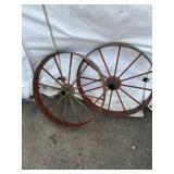 2 Metal Wagon Wheels