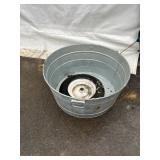 Galvanized Wash Tub & Wheelbarrow Wheel