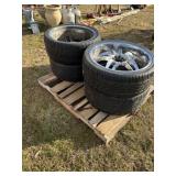 Set of 4 Low Profile Tires on Chrome Rims