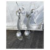 2 Tin Lady Figurines on Spheres