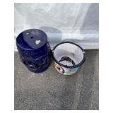 Pottery Glazed Garden Stool & Planter