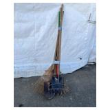 Yard Rake, Stone Rake, 2 Spade Shovels, Pitch