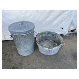Galvanized Trash Can & Wash Pail