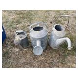 (3) Various Sized Galvanized Sprinkling Cans
