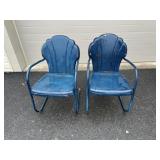 2 Vtg. Metal Spring Chairs
