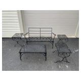 Metal Loveseat, Coffee Table & Side Tables