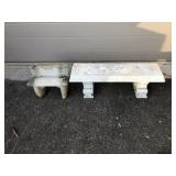 (2) Small Concrete Garden Benches