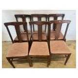 Set of 6 Vtg. Oak Upholstered Side Chairs