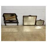 (3) Vtg. Framed Shaped Mirrors