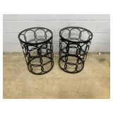 (2) Modern Glass Top End Tables