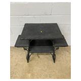 Vtg. Wooden Wicker End Table