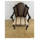 Cane Back Upholstered Arm Chair