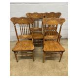 (4) Pressed Back Oak Side Chairs