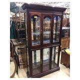 Modern Lighted Mirrored Back Curio Cabinet