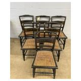 (6) Cane Seat Paint Decorated Chairs