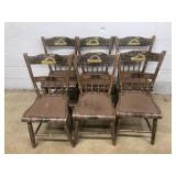 6 Antique Half Spindle Back Painted Side Chairs