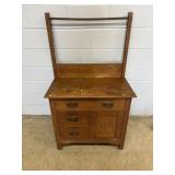 Oak Vtg. Wash Stand w/ Towel Bar