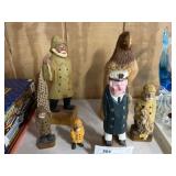 Unsigned Carved Wood Figurines