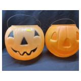 (2) Vintage Halloween Blow Mold Candy Pails