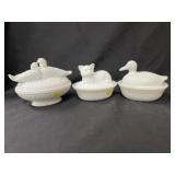 (3) Milk Glass Canisters