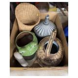 Planters, Woven Basket and Funnel