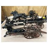 Cast Metal Horse Draw Fireman Toys