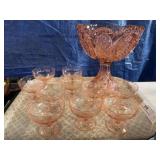 Pink Depression Sherbets with Compote