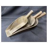 (3) Early Brass Graduated Scoops