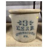 E.S. & B. 3 Gallon Storage Crock