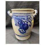 European Blue Slip Decorated Storage Crock