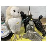 Porcelain &  Cast Metal Figurines with Owl