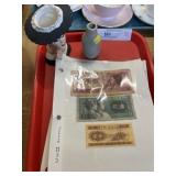 Head Vase with WWII Era Foreign Currency