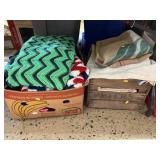 Wooden Crate, Afghans, Feed Bags