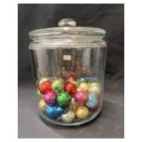 Glass Canister with Mercury Glass Ornaments
