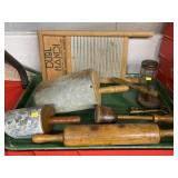 Vintage Kitchenwares, Scoops and Washboard