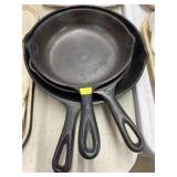 (3) Unmarked Cast Metal Frying Pans