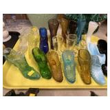 Fenton and Unsigned Art Glass Shoes