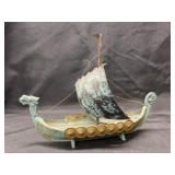 Mid-Century Cast Metal Viking Ship