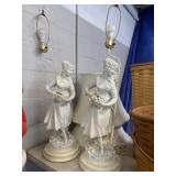 (2) Heavy Porcelain Figural Form Table Lights