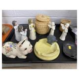 Willow Tree Figurines, GE Ashtray, Woven Baskets