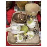 Pfaltzgraff Storage Crock & Plush Easter Decor