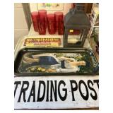 Contemporary Tin Signs with Candle Lantern