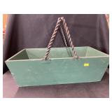 Wood Crafted Basket with Spiral Turned Handles