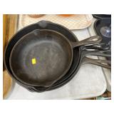 (4) Unmarked Cast Iron Frying Pans