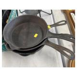 (4) Unmarked Cast Iron Frying Pans